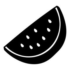 A black and white illustration of a slice of juicy ripe watermelon