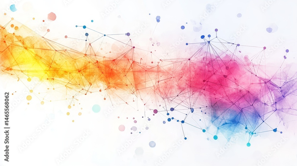 Poster abstract network connection - colorful abstract background featuring a network of interconnected nod