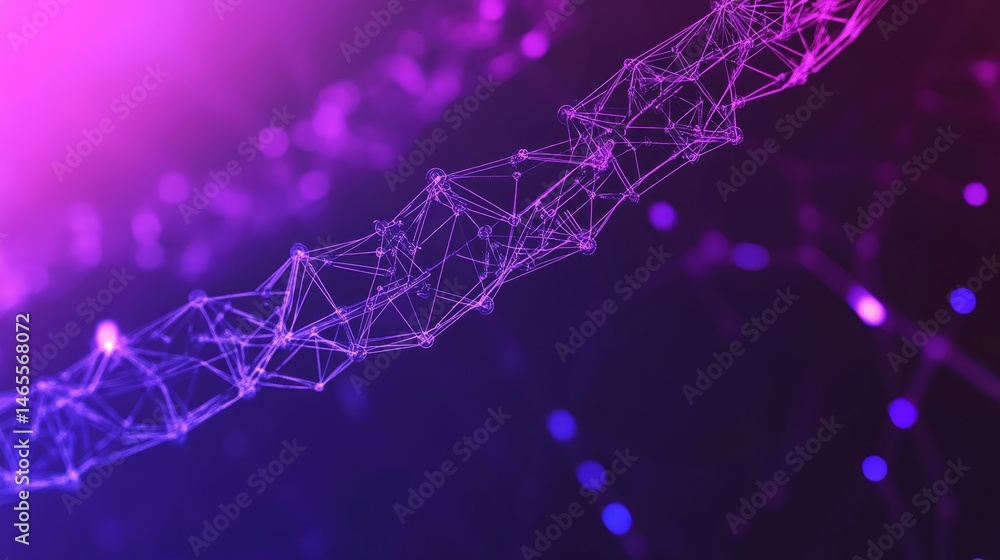 Poster abstract network connection - futuristic network, abstract glowing lines and nodes, connecting data 