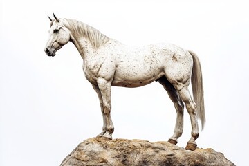 Elegant steed standing proudly atop a rock formation.