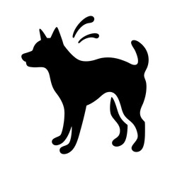 Simple Black Silhouette of a Dog with Abstract Lines Above Head