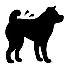 Silhouette of a wet dog shaking, animal with water droplets after bath