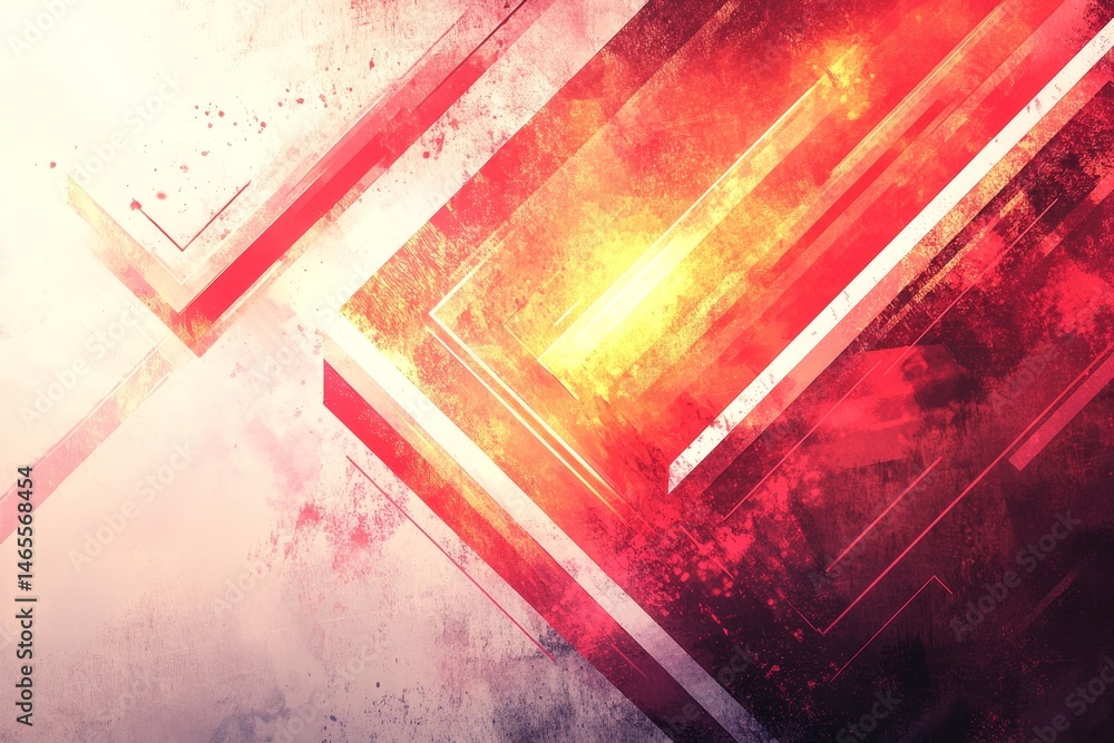 Poster abstract red and orange geometric design - vibrant abstract background with intersecting red and ora