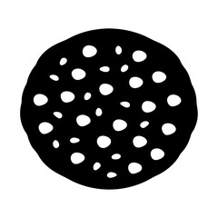 Stylized depiction of a black and white polka dot patterned circle shape