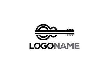 PrintLogo design of a black guitar, symbolizing music, performance, and rock or acoustic styles with a bold and sleek visual.

