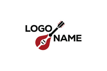 PrintLogo design of a black guitar, symbolizing music, performance, and rock or acoustic styles with a bold and sleek visual.

