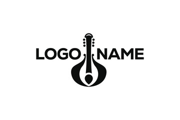 PrintLogo design of a black guitar, symbolizing music, performance, and rock or acoustic styles with a bold and sleek visual.

