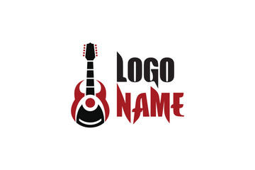 PrintLogo design of a black guitar, symbolizing music, performance, and rock or acoustic styles with a bold and sleek visual.


