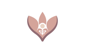 Logo design of a serene human figure integrated with a leaf and lotus flower, representing wellness, nature, and balance—ideal for a spa or holistic brand.