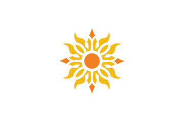 Logo design of a sharp, stylized sun, symbolizing energy, brightness, and power with angular or pointed rays for a modern and dynamic look.

