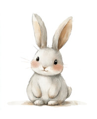 Obraz premium Gentle Baby Rabbit Close-Up: Adorable Hand-Painted Style for Nursery Prints, Greeting Cards & Cute Graphics.
