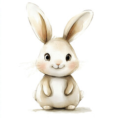 Fototapeta premium Gentle Baby Rabbit Close-Up: Adorable Hand-Painted Style for Nursery Prints, Greeting Cards & Cute Graphics.