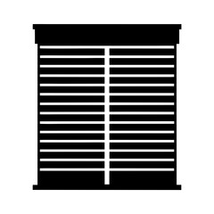 Black and white drawing of window blinds completely shut in simplicity