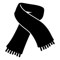Simple Black Scarf Illustration with Tassels on White Background for Winter Wear