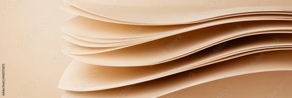 Poster beige paper layers abstract - abstract close-up of gently curved beige paper sheets layered to creat