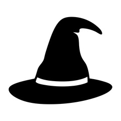 Fototapeta premium A striking black and white silhouette of a classic witch's hat