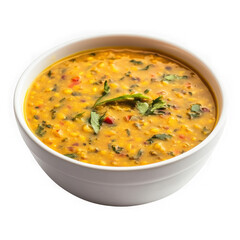 Bowl of dal tadka, indian food isolated on transparent background