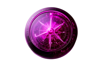 Illuminated Compass Navigation Equipment on Black, cut out transparent