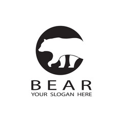 black icon of bear silhouette isolated on white background