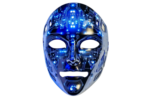 Metallic Glowing Face Mask with Circuitry Pattern, cut out transparent