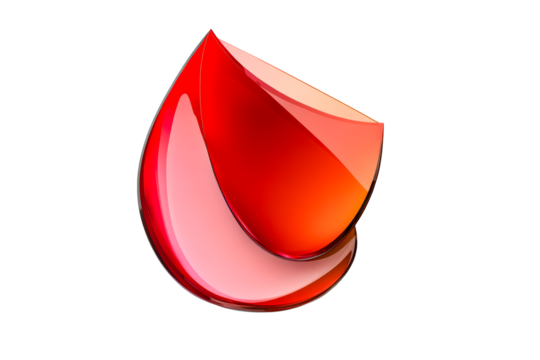 Glossy Red Abstract Form on Black, cut out transparent