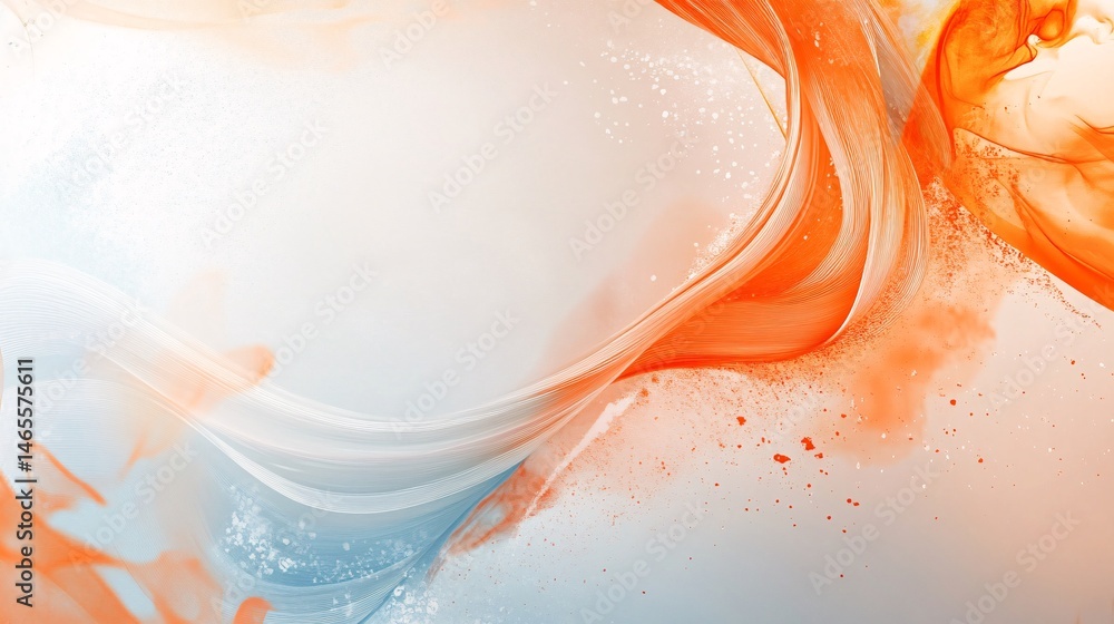 Poster Orange and blue abstract waves flowing together creating dynamic background