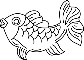 Koi fish decoration line art Chinese New Year vector illustration