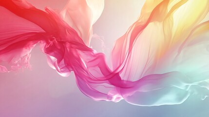 Fototapeta premium Colorful transparent chiffon fabric flowing in the air forming abstract shapes