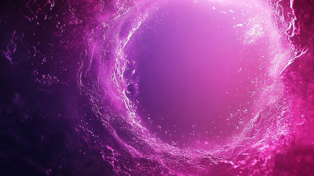 Pink and purple abstract wave splashing with light in the center