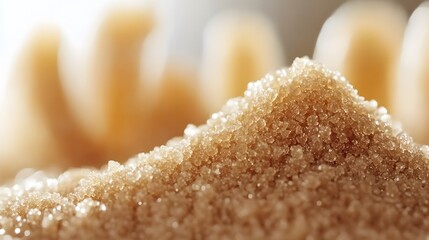 Closeup Brown Sugar Crystals Texture Sweet Food Ingredient