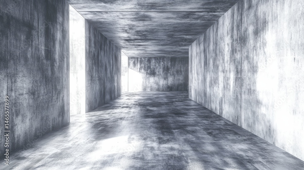 Poster concrete corridor light and shadow - grungy concrete corridor with light streaming in from openings,