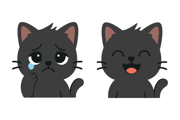 Cute Black Cat Emotions – Sad and Happy Expressions