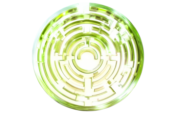 Labyrinth in circle form, yellow, cut out transparent
