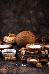 Various sugar replacement, healthy sweetener concept