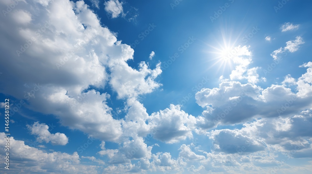 Leinwandbilder bright open sky displays a canvas of scattered clouds illuminated by warm summer sunlight, casting g
