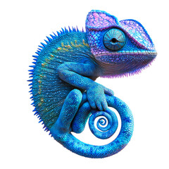 Chameleon Lizard, Exotic Pet Reptile with Blue Skin, cut out transparent