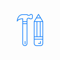 hammer pencil icon sign vector
