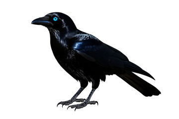 Obraz premium Detailed Raven, with Blue Eyes, Standing Profile View, cut out transparent