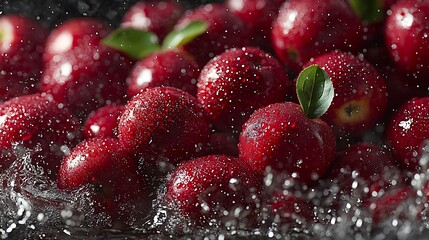 Fresh apples in water splash