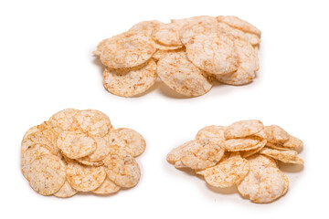 Rice chips isolated on white background.