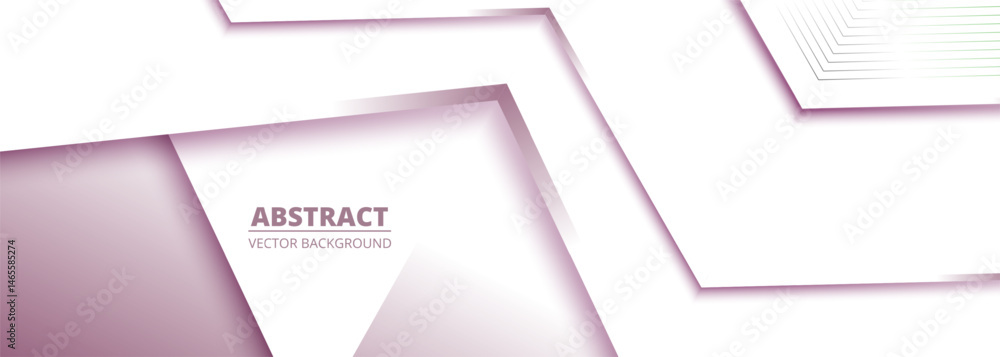 Poster White and soft pink abstract background with geometric shapes. Wide 3d light business banner vector illustration.