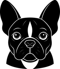 bulldog head simple black silhouette, Black silhouette vector icon, silhouette illustration, Animal silhouette