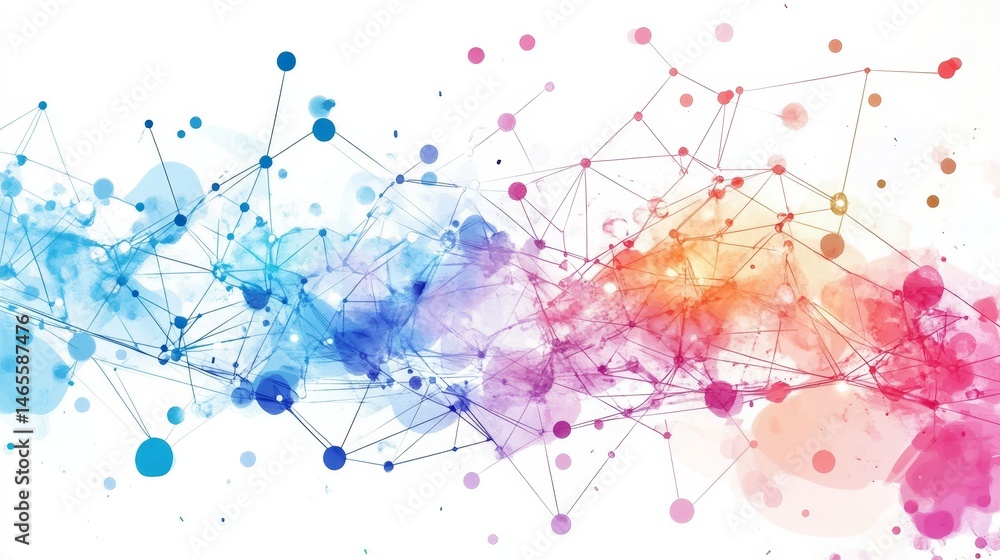 Poster global network connection abstract - colorful abstract depicting a global network connection with no