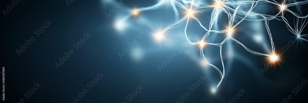 Aufkleber glowing network nodes abstract connection - abstract art depicting a glowing network, symbolizing co