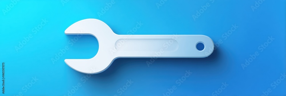 Poster Blue Gradient Background With an Abstract Wrench Icon Casting Soft Shadows for Modern Design Concepts Generative AI