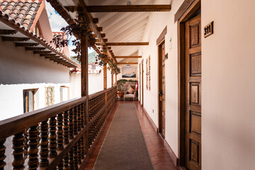 Wooden and Rustic Corridor in a Hotel