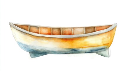 Watercolor illustration of a vintage wooden boat