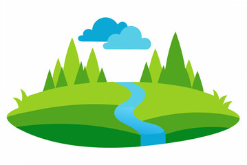 Obraz premium vector illustration of a landscape