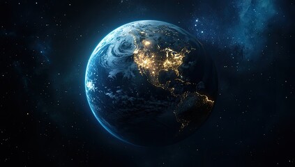 Obraz premium Earth from space, night view