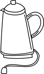 Electric pour-over kettle hand-drawn household appliance vector illustration